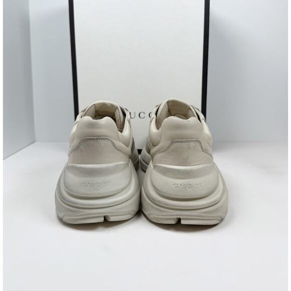 Size 14US - Gucci Rhyton Distressed Ivory Leather Sneakers NEW main image 5